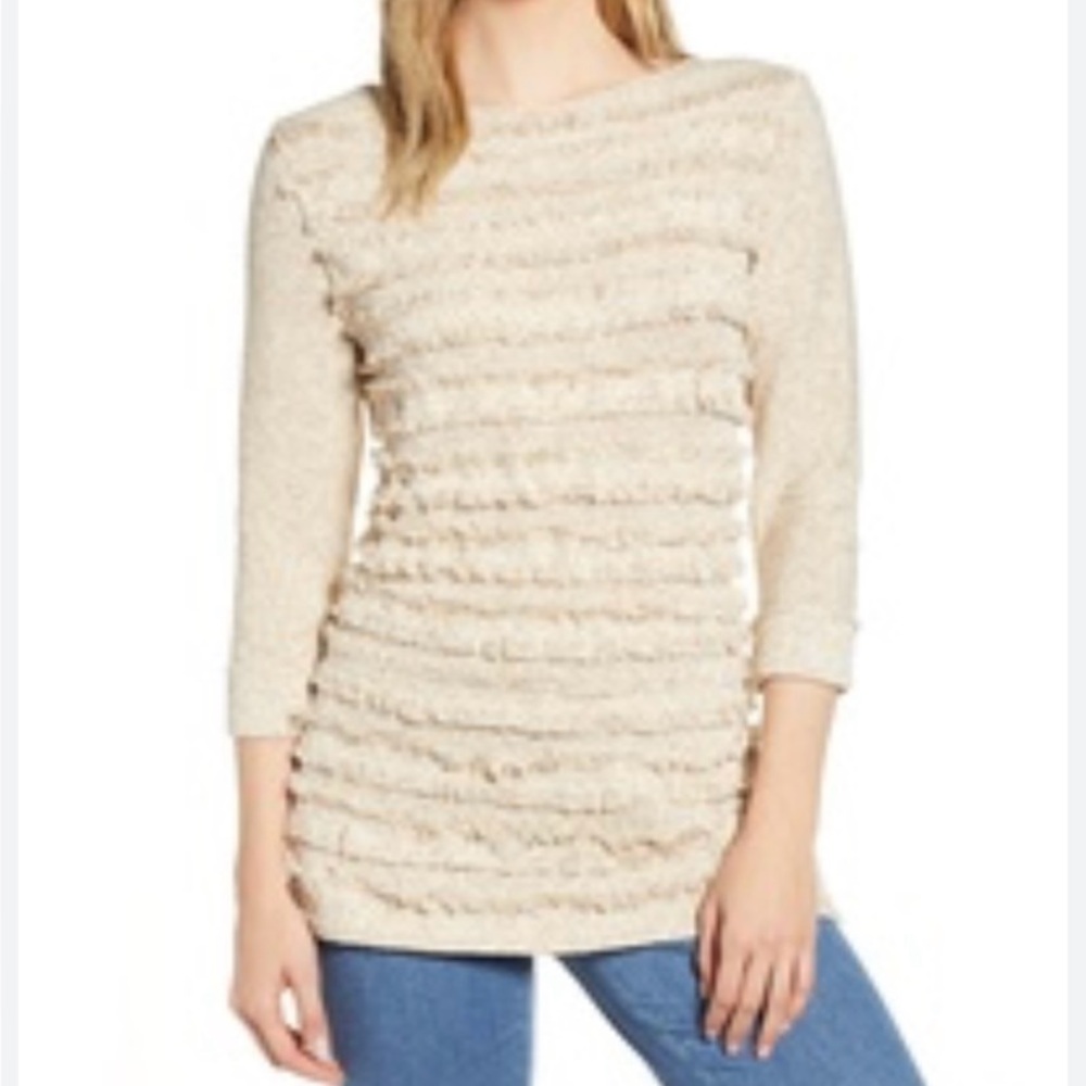 NIC+ZOE Fringe Detail Knit Sweater